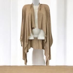 Cha Cha Vente Women's Brown Striped Waterfall Open Front Cardigan Top | Size 3X